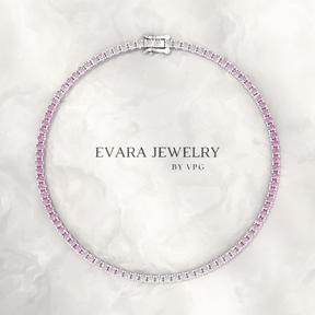 Ombre 3.28 Carats Natural Pink Sapphire Tennis Bracelet in 14K/18K Rose Gold - Evara Jewelry LLC