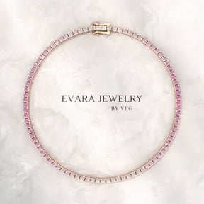 Ombre 3.28 Carats Natural Pink Sapphire Tennis Bracelet in 14K/18K Rose Gold - Evara Jewelry LLC