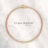 Ombre 3.28 Carats Natural Pink Sapphire Tennis Bracelet in 14K/18K Rose Gold - Evara Jewelry LLC