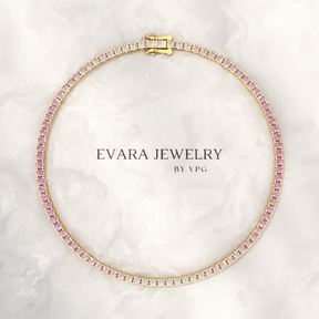 Ombre 3.28 Carats Natural Pink Sapphire Tennis Bracelet in 14K/18K Rose Gold - Evara Jewelry LLC