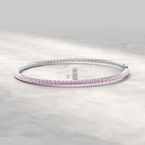Ombre 3.28 Carats Natural Pink Sapphire Tennis Bracelet in 14K/18K Rose Gold - Evara Jewelry LLC