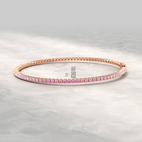 Ombre 3.28 Carats Natural Pink Sapphire Tennis Bracelet in 14K/18K Rose Gold - Evara Jewelry LLC