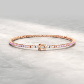 Ombre 3.28 Carats Natural Pink Sapphire Tennis Bracelet in 14K/18K Rose Gold - Evara Jewelry LLC