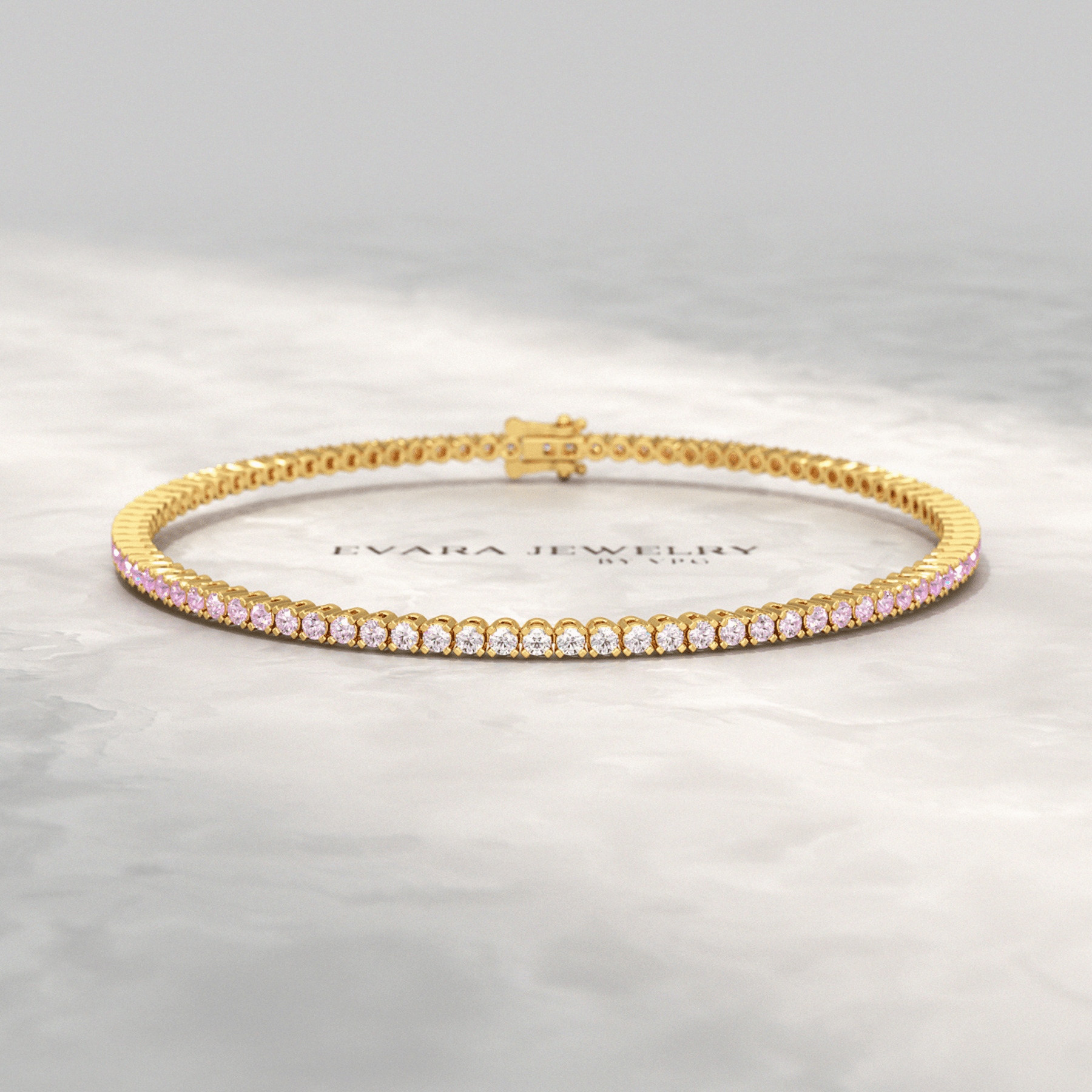 Ombre 3.28 Carats Natural Pink Sapphire Tennis Bracelet in 14K/18K Rose Gold - Evara Jewelry LLC