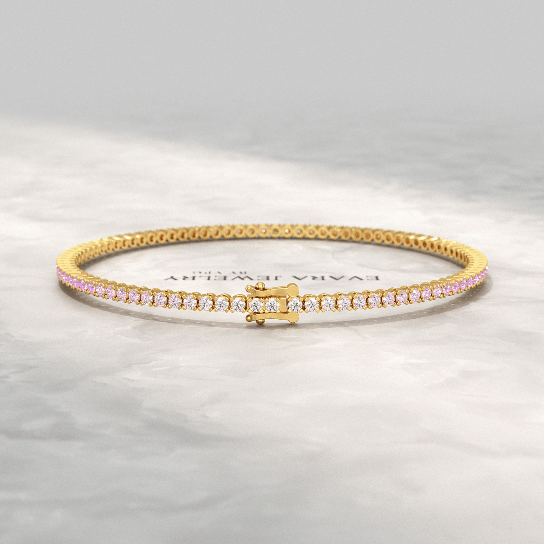 Ombre 3.28 Carats Natural Pink Sapphire Tennis Bracelet in 14K/18K Rose Gold - Evara Jewelry LLC