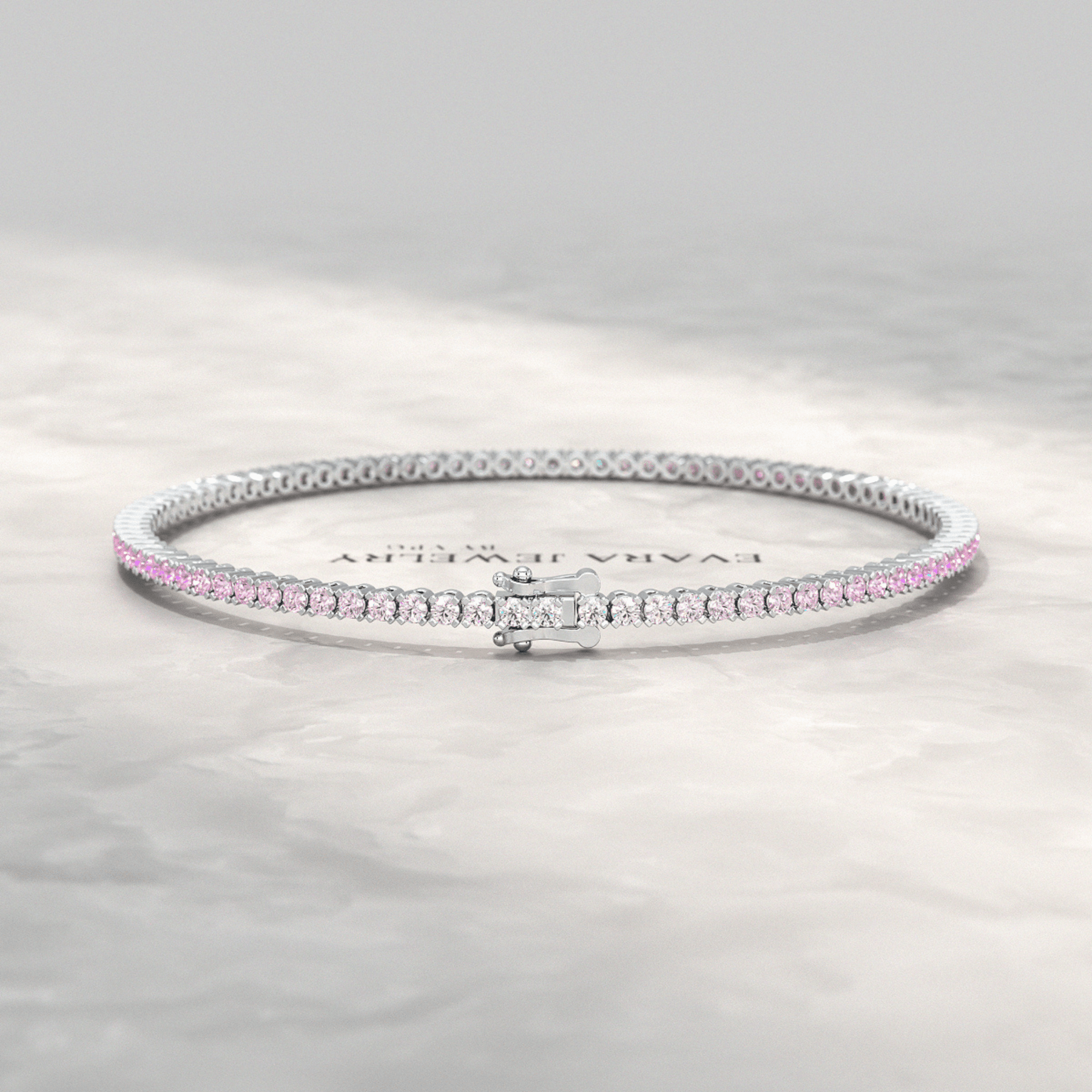 Ombre 3.28 Carats Natural Pink Sapphire Tennis Bracelet in 14K/18K Rose Gold - Evara Jewelry LLC
