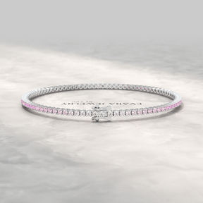 Ombre 3.28 Carats Natural Pink Sapphire Tennis Bracelet in 14K/18K Rose Gold - Evara Jewelry LLC