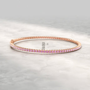Ombre 3.28 Carats Natural Pink Sapphire Tennis Bracelet in 14K/18K Rose Gold - Evara Jewelry LLC