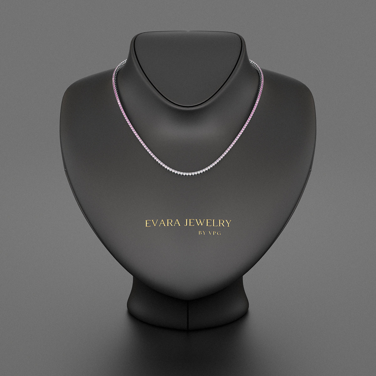 Ombre Natural Pink Sapphire Tennis Necklace in 14K/18K Gold - Evara Jewelry LLC