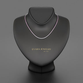 Ombre Natural Pink Sapphire Tennis Necklace in 14K/18K Gold - Evara Jewelry LLC