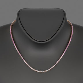 Ombre Natural Pink Sapphire Tennis Necklace in 14K/18K Gold - Evara Jewelry LLC