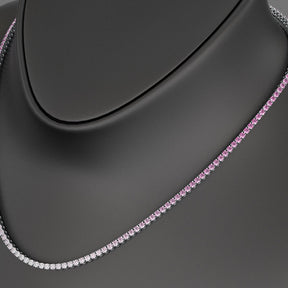 Ombre Natural Pink Sapphire Tennis Necklace in 14K/18K Gold - Evara Jewelry LLC