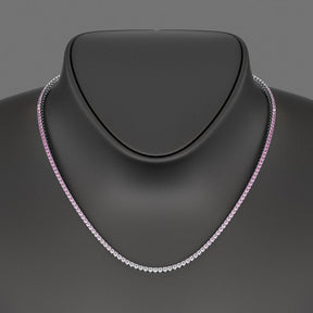 Ombre Natural Pink Sapphire Tennis Necklace in 14K/18K Gold - Evara Jewelry LLC