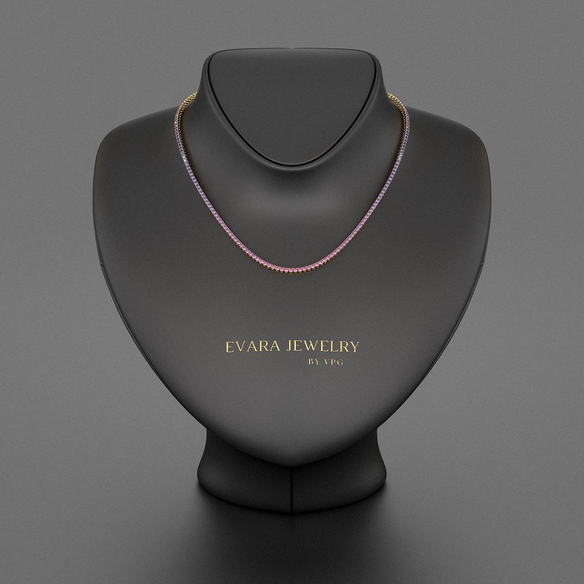 Ombre Necklace with Natural Pink Sapphire, Blue Sapphire & Amethyst in 14K/18K White Gold - Evara Jewelry LLC
