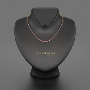 Ombre Necklace with Natural Pink Sapphire, Blue Sapphire & Amethyst in 14K/18K White Gold - Evara Jewelry LLC