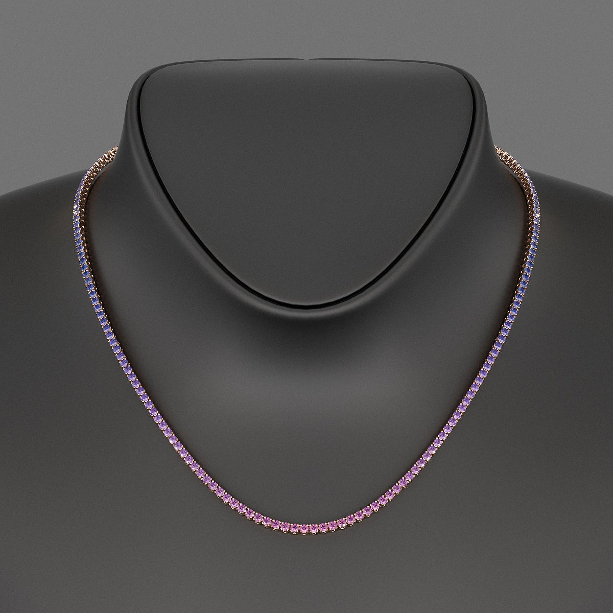 Ombre Necklace with Natural Pink Sapphire, Blue Sapphire & Amethyst in 14K/18K White Gold - Evara Jewelry LLC