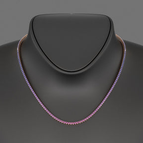 Ombre Necklace with Natural Pink Sapphire, Blue Sapphire & Amethyst in 14K/18K White Gold - Evara Jewelry LLC