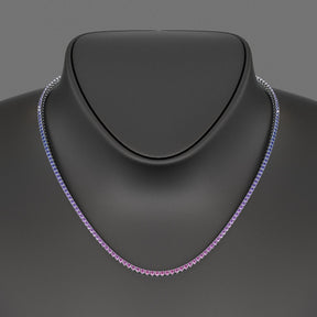 Ombre Necklace with Natural Pink Sapphire, Blue Sapphire & Amethyst in 14K/18K White Gold - Evara Jewelry LLC