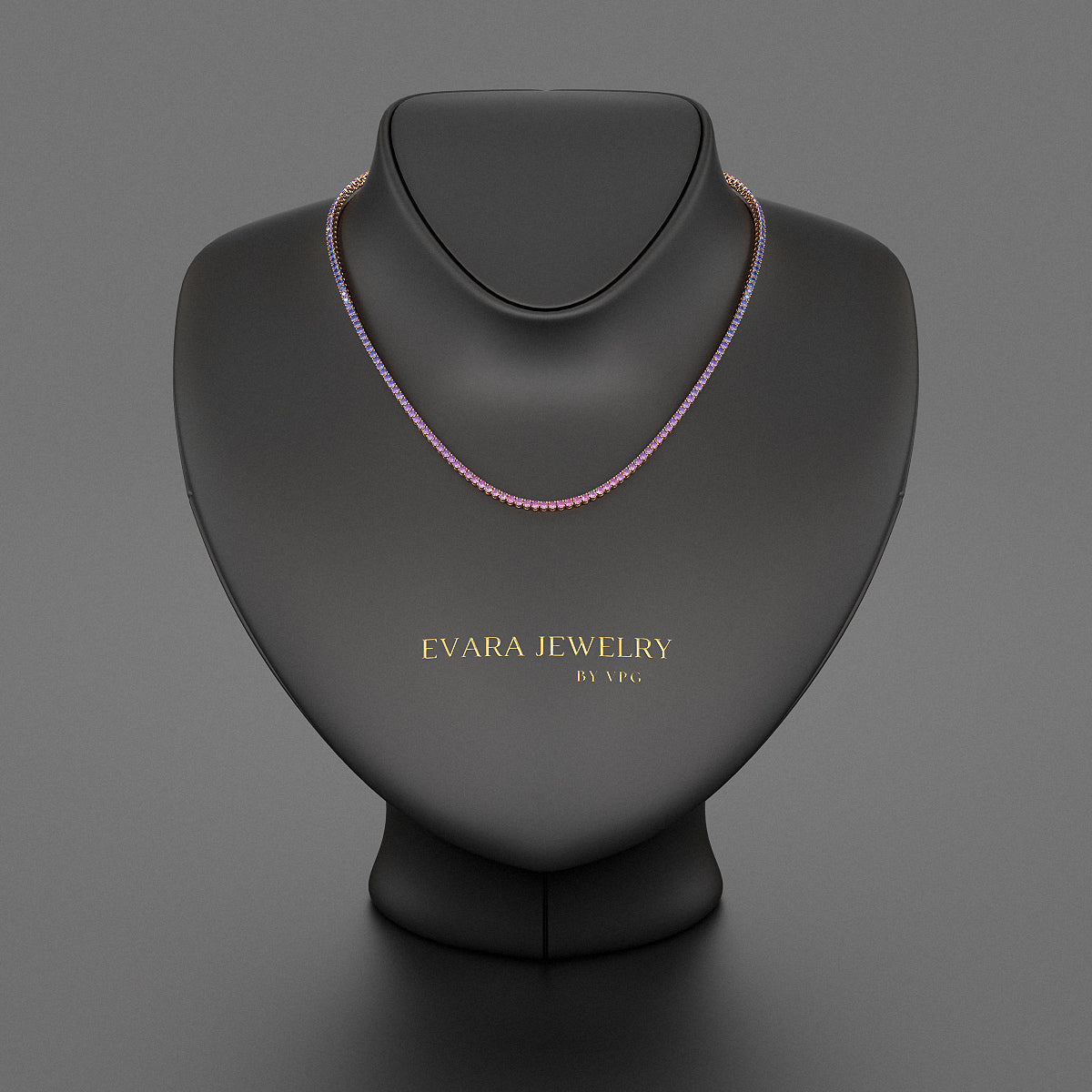 Ombre Necklace with Natural Pink Sapphire, Blue Sapphire & Amethyst in 14K/18K White Gold - Evara Jewelry LLC