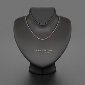 Ombre Necklace with Natural Pink Sapphire, Blue Sapphire & Amethyst in 14K/18K White Gold - Evara Jewelry LLC