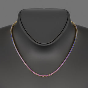 Ombre Necklace with Natural Pink Sapphire, Blue Sapphire & Amethyst in 14K/18K White Gold - Evara Jewelry LLC