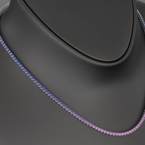 Ombre Necklace with Natural Pink Sapphire, Blue Sapphire & Amethyst in 14K/18K White Gold - Evara Jewelry LLC