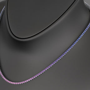 Ombre Necklace with Natural Pink Sapphire, Blue Sapphire & Amethyst in 14K/18K White Gold - Evara Jewelry LLC