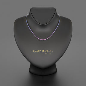 Ombre Necklace with Natural Pink Sapphire, Blue Sapphire & Amethyst in 14K/18K White Gold - Evara Jewelry LLC