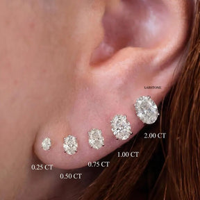 Oval Cut Lab Grown Diamond Stud Earrings: 4 Prong Set, Everyday Earrings - Evara Jewelry LLC