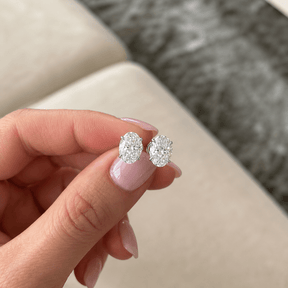 Oval Cut Lab Grown Diamond Stud Earrings: 4 Prong Set, Everyday Earrings - Evara Jewelry LLC