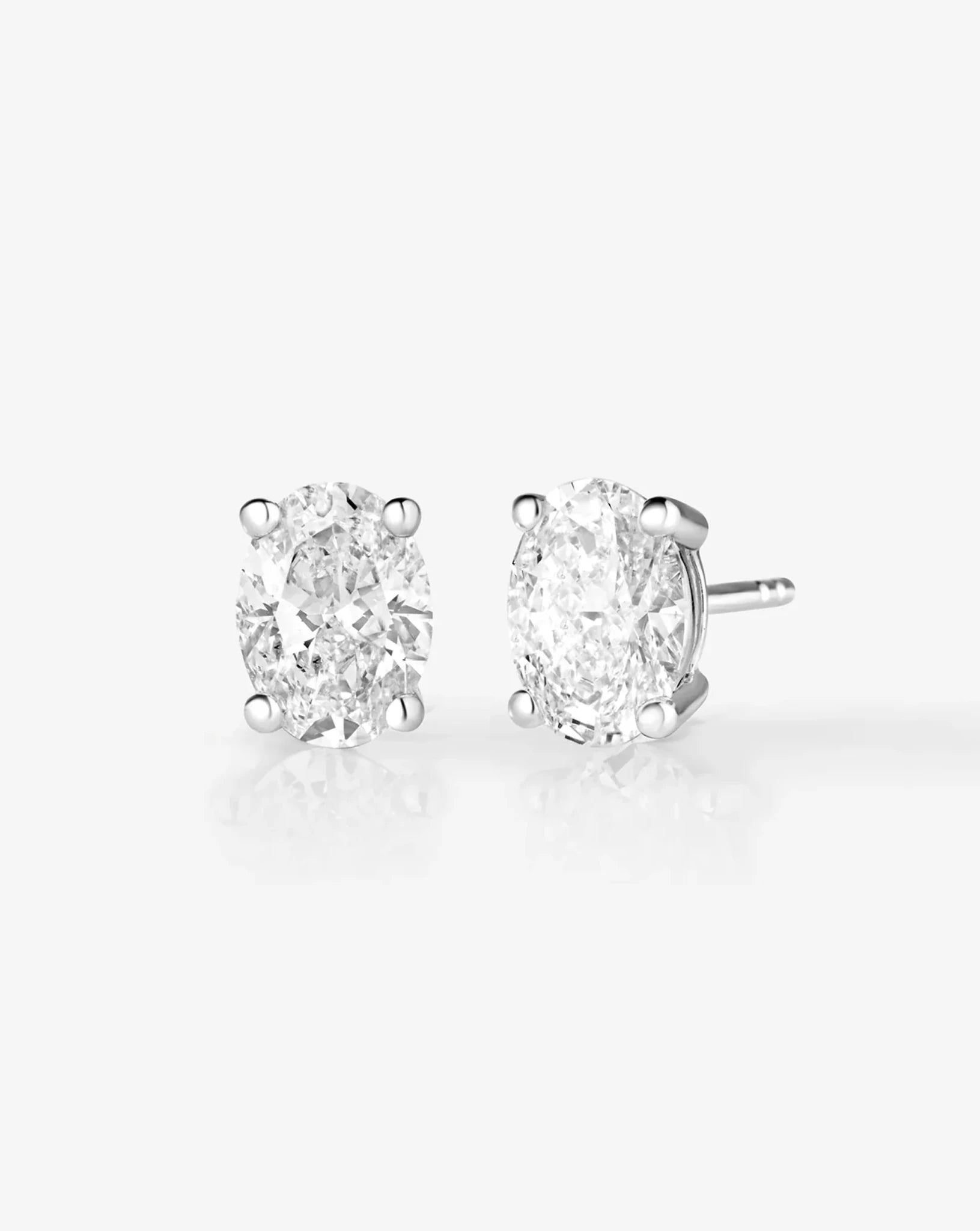 Oval Cut Lab Grown Diamond Stud Earrings: 4 Prong Set, Everyday Earrings - Evara Jewelry LLC