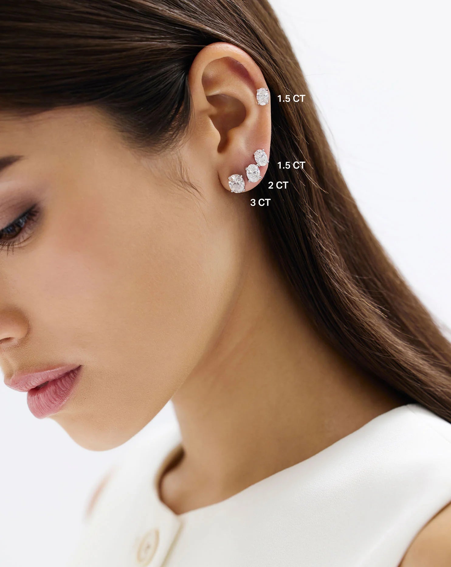Oval Cut Lab Grown Diamond Stud Earrings: 4 Prong Set, Everyday Earrings - Evara Jewelry LLC