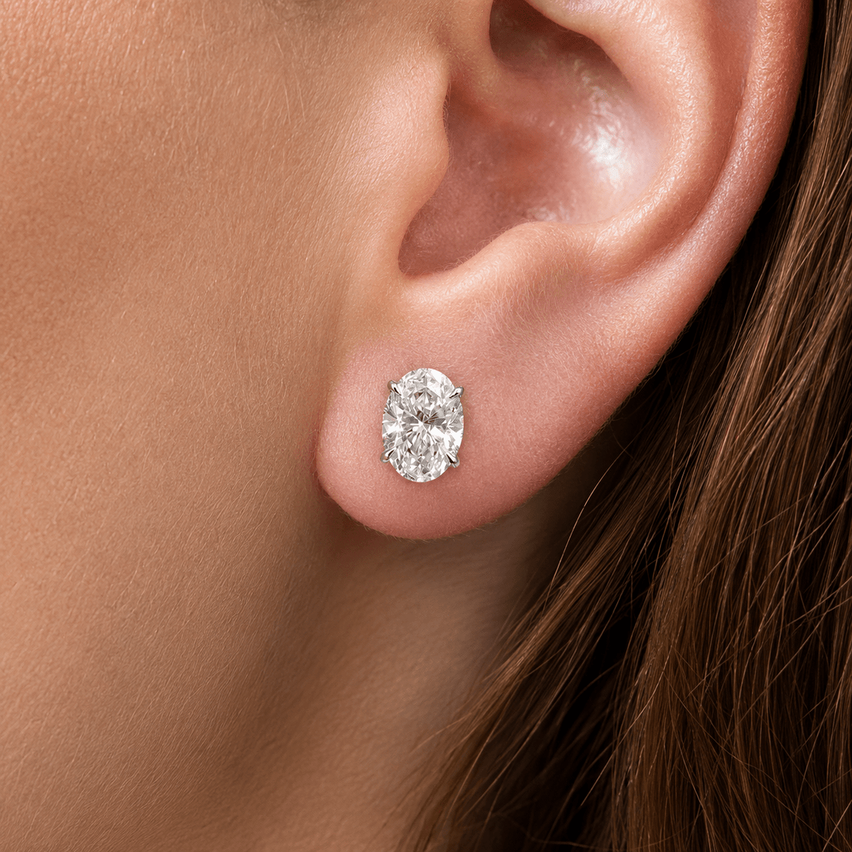 Oval Cut Lab Grown Diamond Stud Earrings: 4 Prong Set, Everyday Earrings - Evara Jewelry LLC