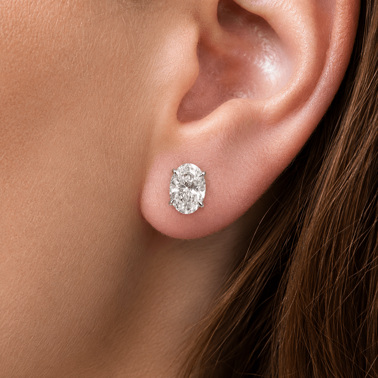 Oval Cut Lab Grown Diamond Stud Earrings: 4 Prong Set, Everyday Earrings - Evara Jewelry LLC