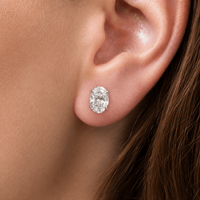Oval Cut Lab Grown Diamond Stud Earrings: 4 Prong Set, Everyday Earrings - Evara Jewelry LLC