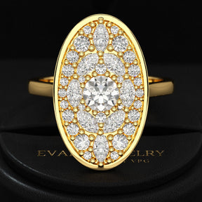 Oval Shape Diamond Mosaic Proposal Ring - Evara Jewelry LLC