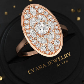 Oval Shape Diamond Mosaic Proposal Ring - Evara Jewelry LLC