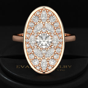 Oval Shape Diamond Mosaic Proposal Ring - Evara Jewelry LLC