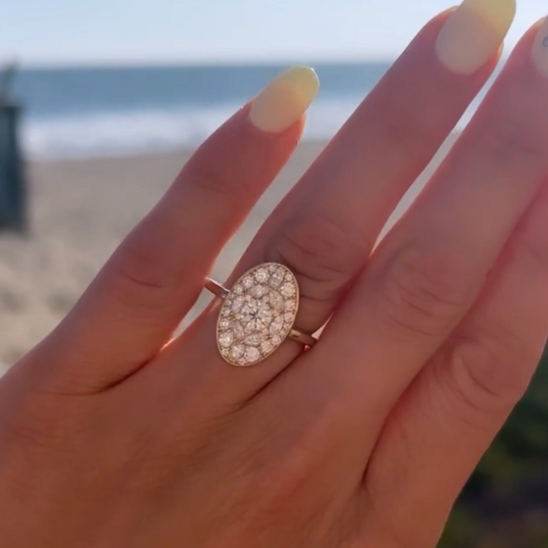 Oval Shape Diamond Mosaic Proposal Ring - Evara Jewelry LLC