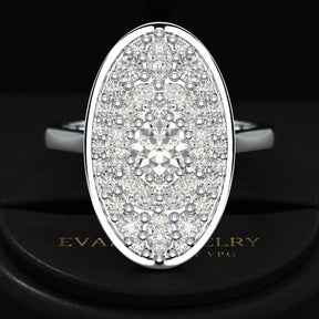 Oval Shape Diamond Mosaic Proposal Ring - Evara Jewelry LLC