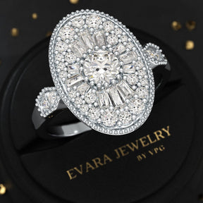Oval Vintage Diamond Mosaic Ring - Evara Jewelry LLC