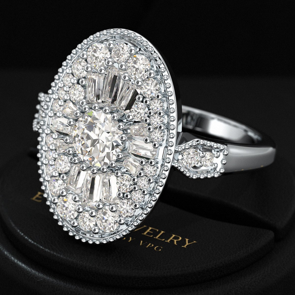 Oval Vintage Diamond Mosaic Ring - Evara Jewelry LLC