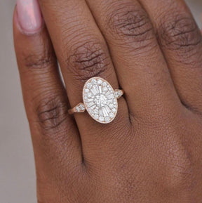 Oval Vintage Diamond Mosaic Ring - Evara Jewelry LLC