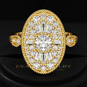 Oval Vintage Diamond Mosaic Ring - Evara Jewelry LLC