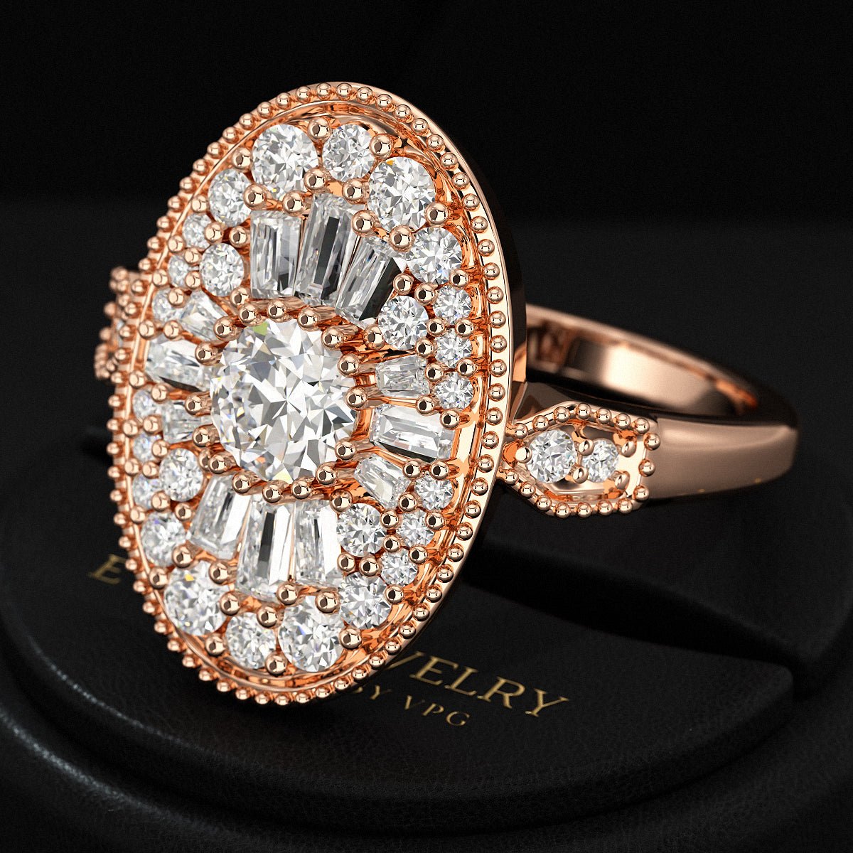 Oval Vintage Diamond Mosaic Ring - Evara Jewelry LLC