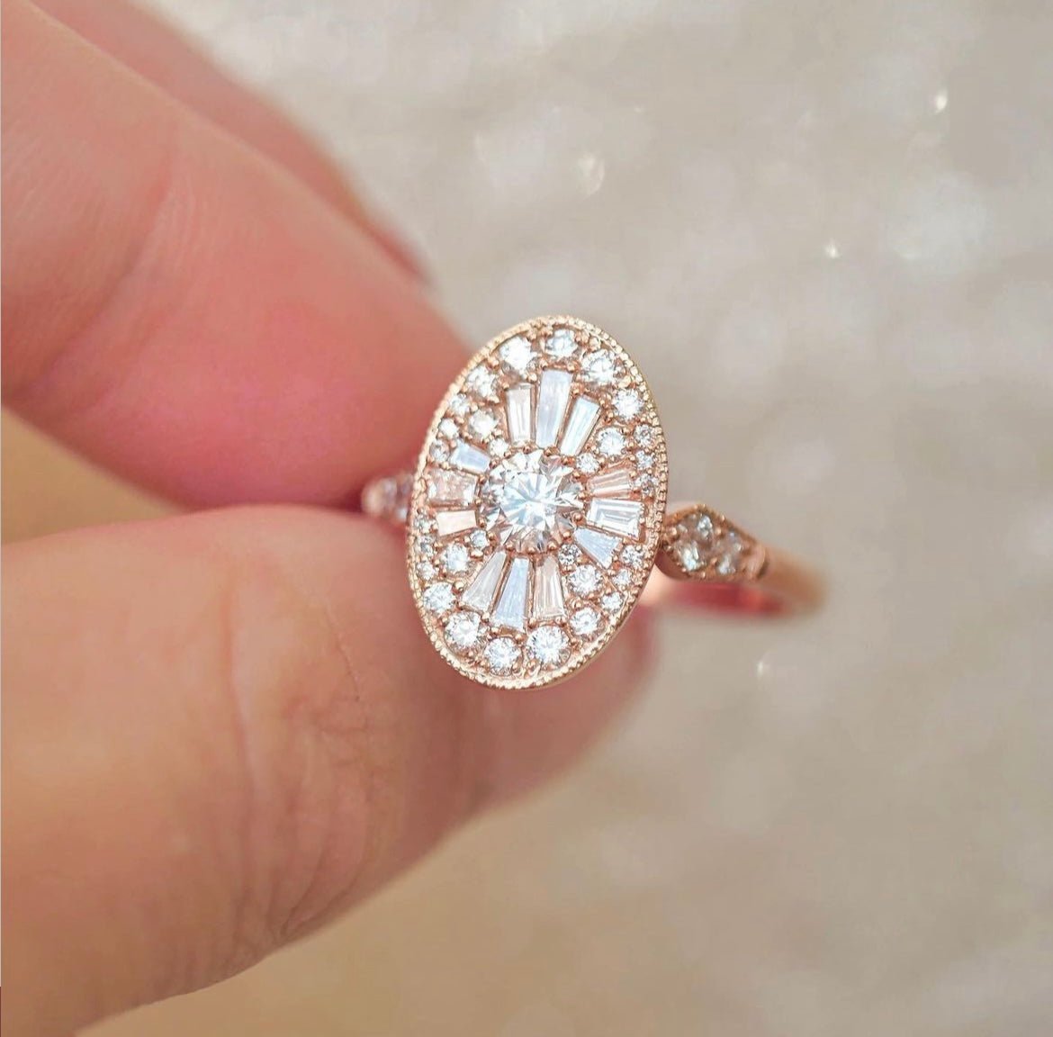 Oval Vintage Diamond Mosaic Ring - Evara Jewelry LLC