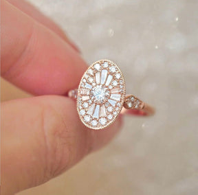 Oval Vintage Diamond Mosaic Ring - Evara Jewelry LLC
