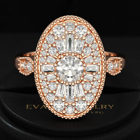 Oval Vintage Diamond Mosaic Ring - Evara Jewelry LLC