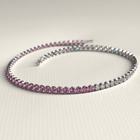 Diamond & Natural Pink Sapphire Custom 50-50 Tennis Bracelet