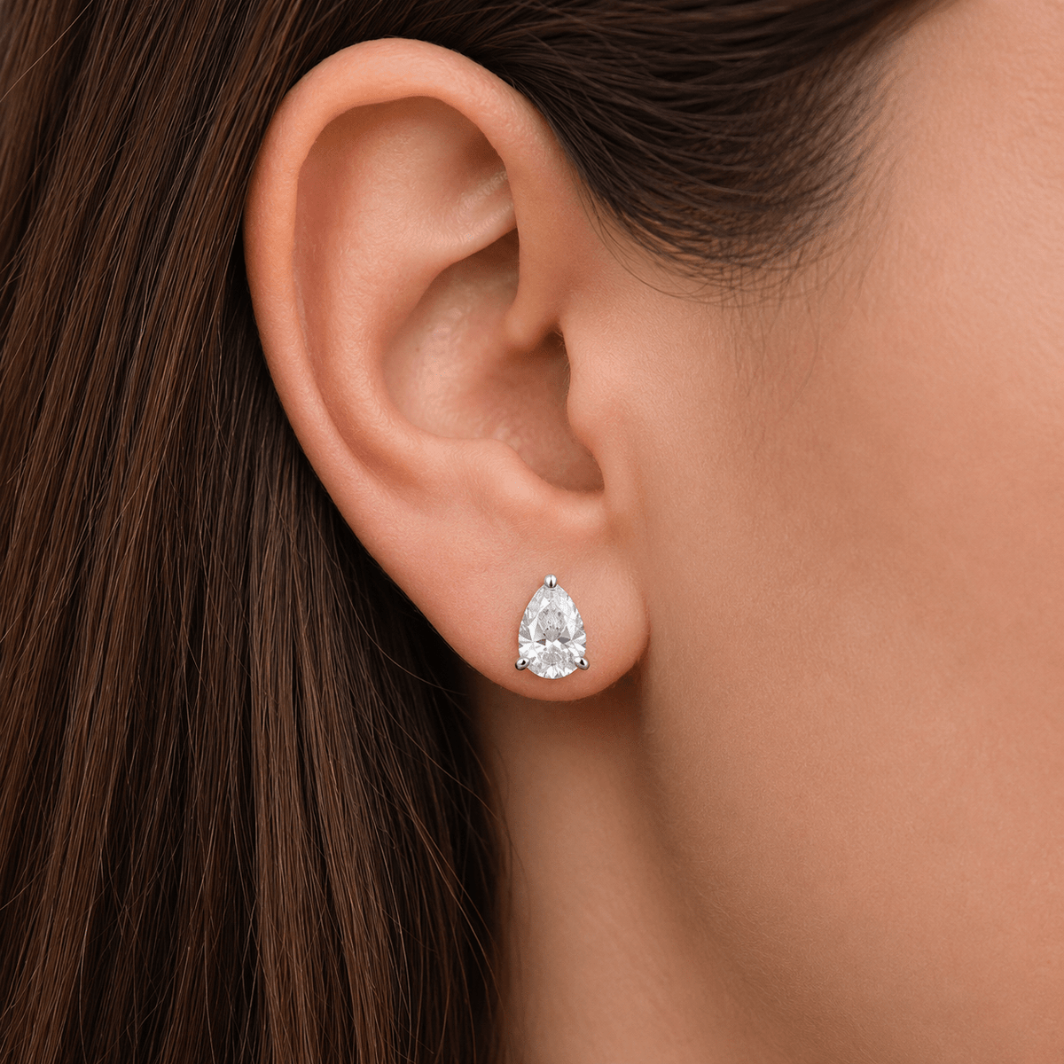 Pear Cut Lab Grown Diamond Stud Earrings: Solitaire Studs, Statement Earrings - Evara Jewelry LLC